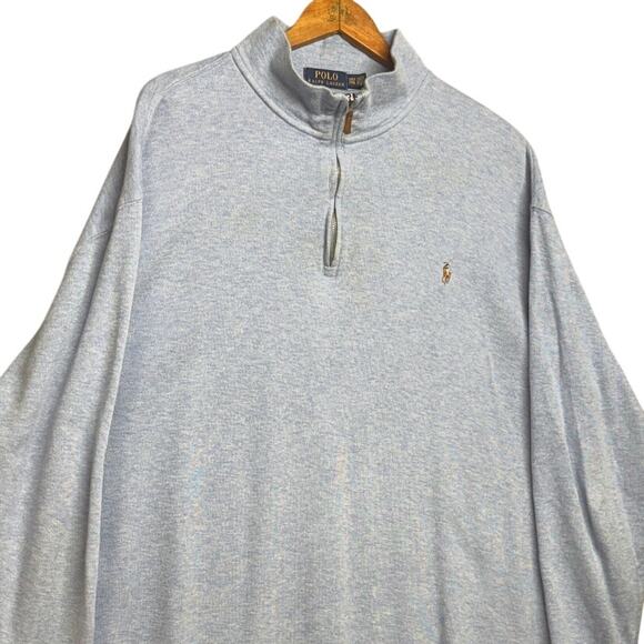 Polo Ralph Lauren Estate Rib Light Blue 1/4 Zip Long Sleeve Sweater Men 2XLT - Picture 3 of 8
